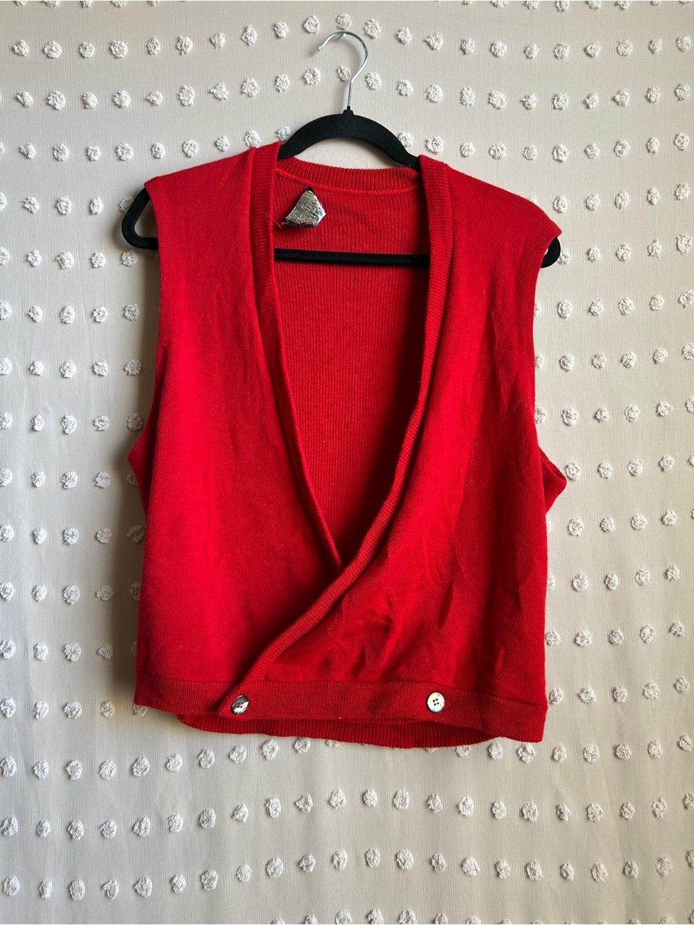 Puritan Women’s Vintage 100% Wool Crossover Sweater‎ Vest Sz L Red
